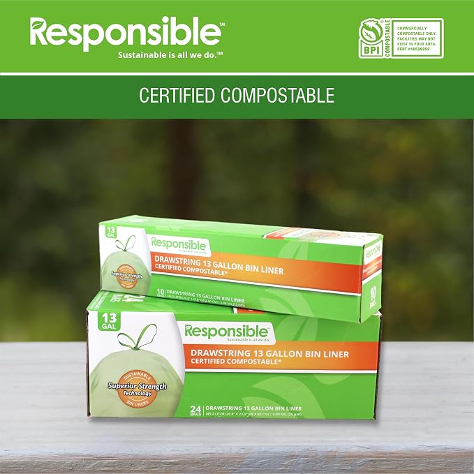 Responsible Products Kitchen Bin Liners, Certified Compostable, Heavy Duty - Image 4
