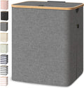 BALEINE Laundry Hamper with Lid, Tall Laundry Baskets with Bamboo Pull Handles by BALEINE