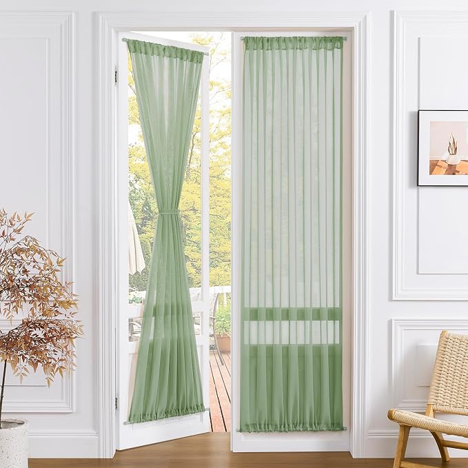 Tollpiz Sheer Door Curtain Closet Linen Textured Curtain Sheers Doorway Light by Tollpiz