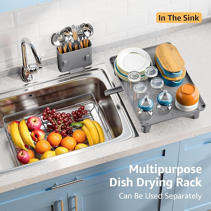 Dish Drying Rack for Kitchen Counter, Space-Saving Dish Rack, Sink Kitchen - Image 7