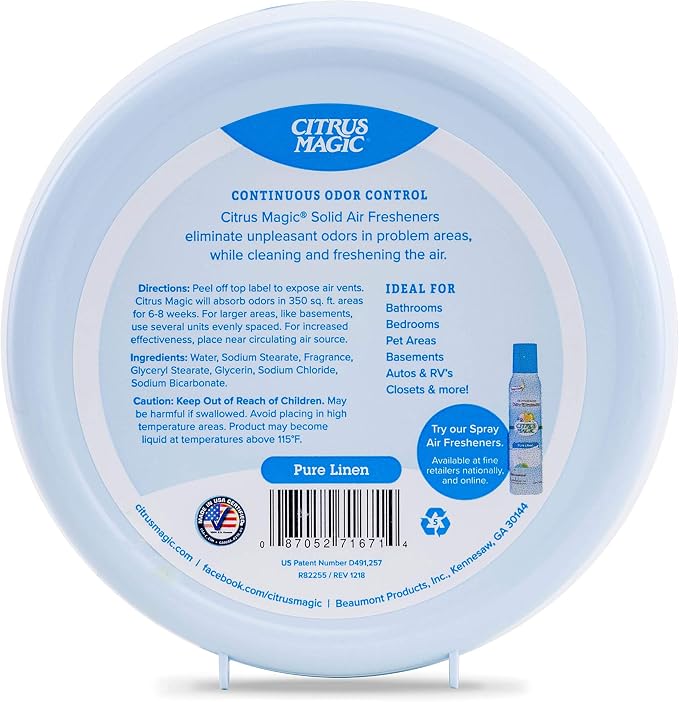 Citrus Magic Odor Absorbing Solid Air Freshener, Pure Linen - Image 2