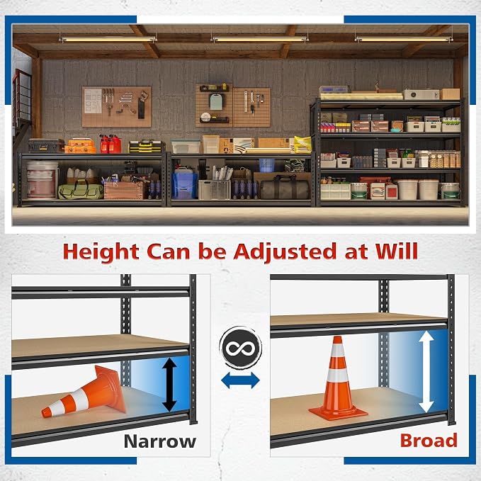 59.8"W Metal Shelving 59.8"H Storage Shelves 2200LBS Garage Shelving Adjustable - Image 5