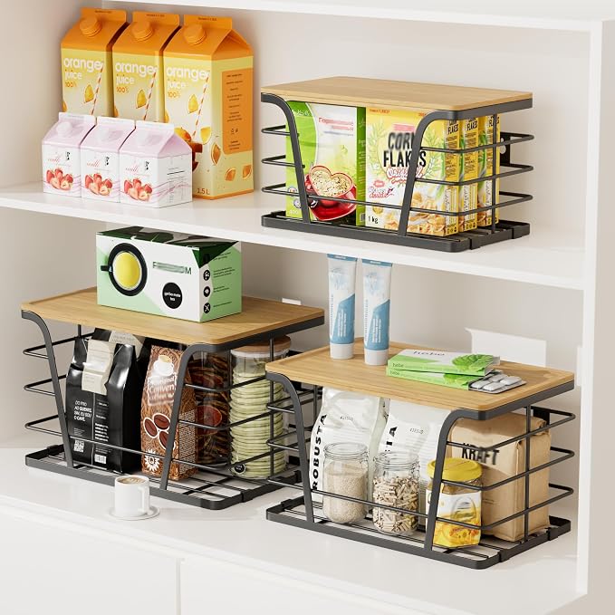 3 Pack Stackable Pantry Organizer, Trash Bag Dispenser Under Sink, Kitchen - Image 3