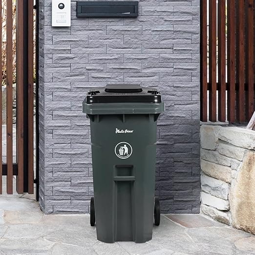32 Gallon Trash Can with Wheels Outdoor Recycling Bin with Lid and Wheels Heavy - Image 7