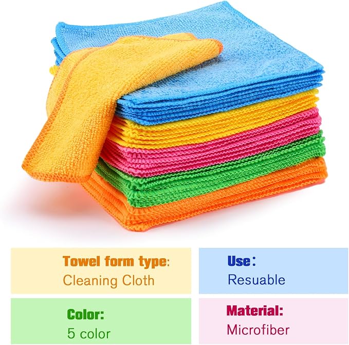 Tanlade Microfiber Cleaning Cloth Cleaning Rags Reasonable Kitchen Towels - Image 3