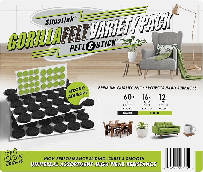 Slipstick Gorilla Felt 1 Inch Furniture Pads Premium Furniture Pads & Chair Leg - Image 6