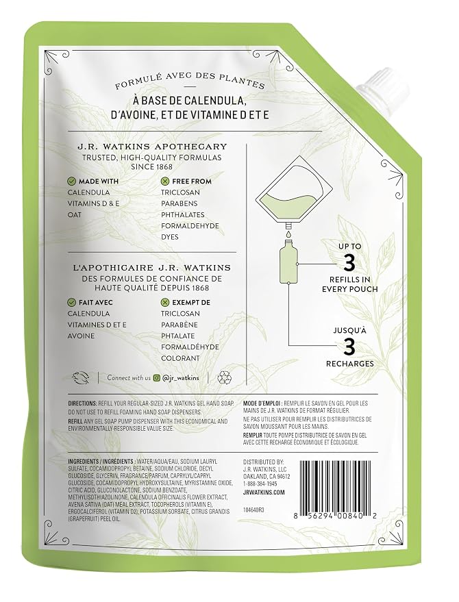 J.R. Watkins Hand Soap Refill, Aloe and Green Tea 34 fl Ounce - Image 2