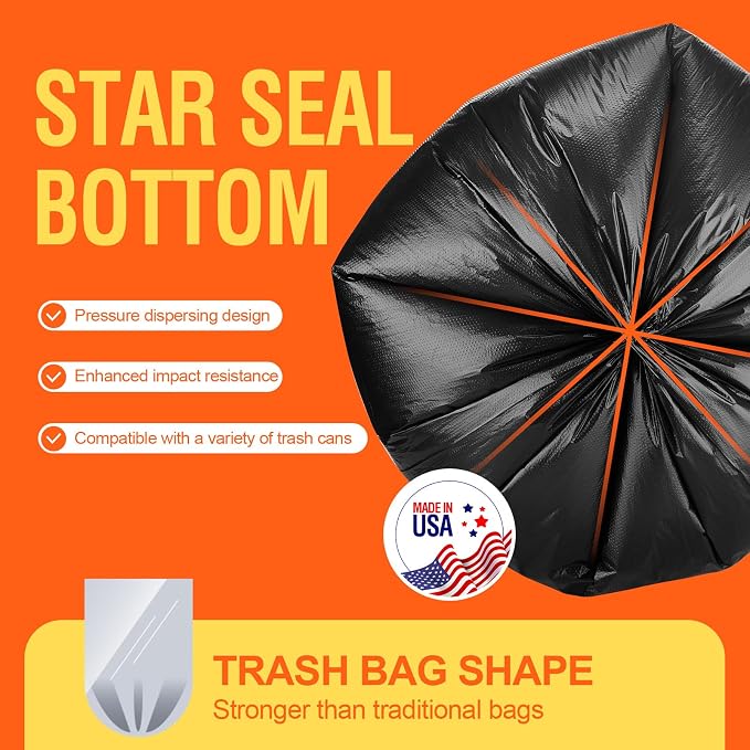 Delxo 40-45 Gallon Black Trash Bags, Durable & Puncture-Resistant Plastic – - Image 3