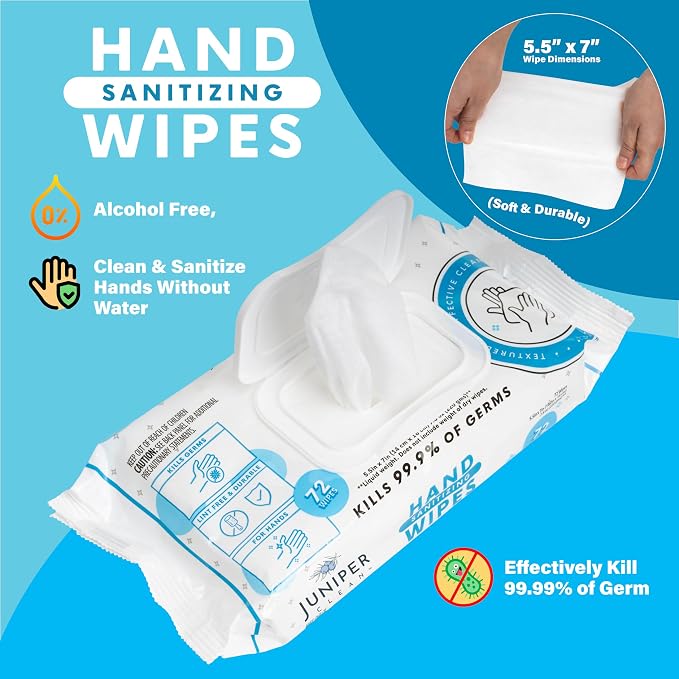 1 Pack Hand Sanitizing Wipes, Alcohol Free 72 Count Disposable Hand Sanitizer - Image 4