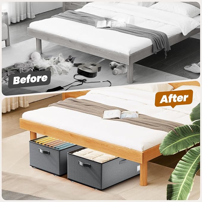 Underbed Storage with Wheels, 2 Pack Under Bed Storage Containers with Clear - Image 6