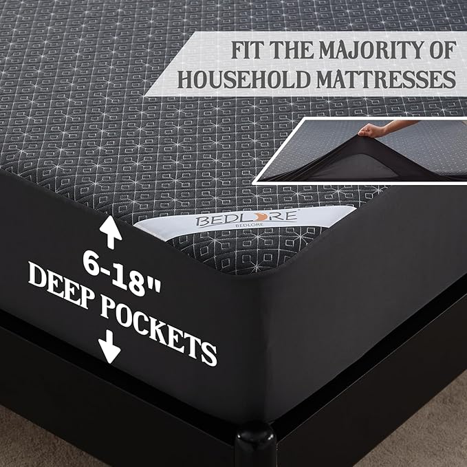 BEDLORE California King Mattress Protector, Waterproof Noiseless Mattress Cover - Image 5