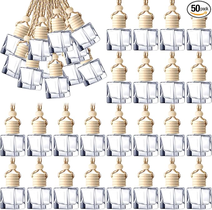 BBTO 50 Pcs Hanging Car Air Freshener Car Diffuser Bottles Empty Glass Perfume by BBTO