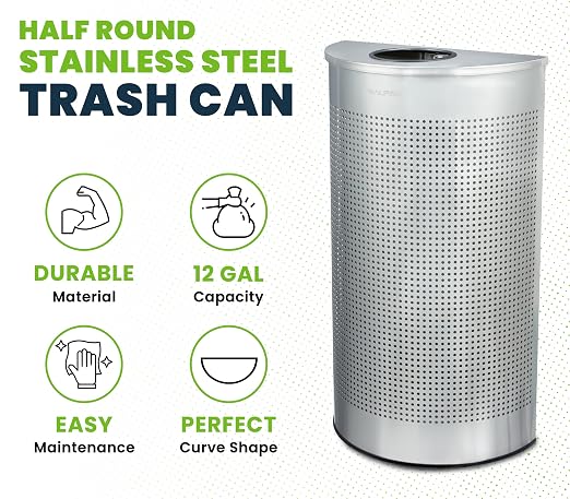 Alpine Half Round Trash Can Open Top - Image 5