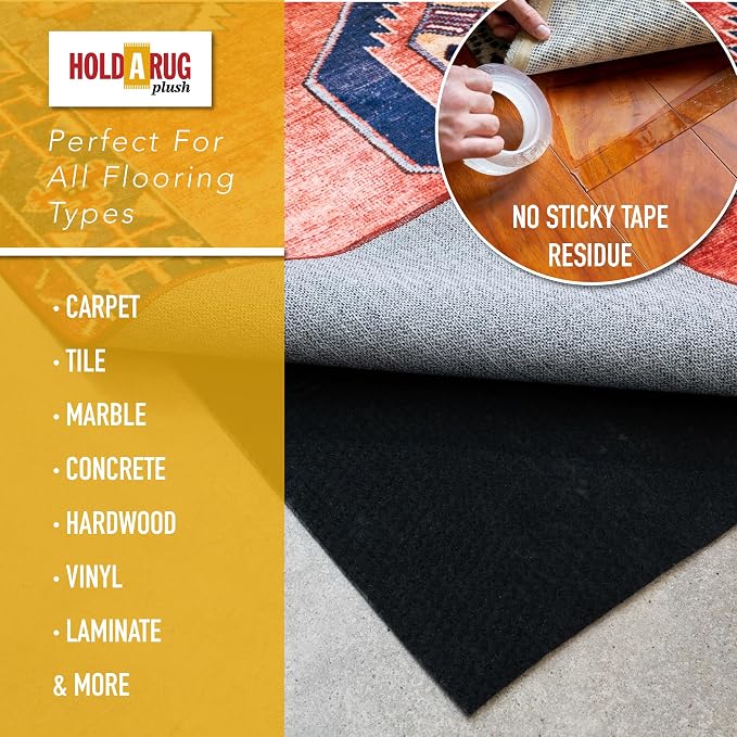 Hold-a-Rug Plush 4' Round Nonskid, Nonslip Rug Pad, Reversible Gripper - Image 3