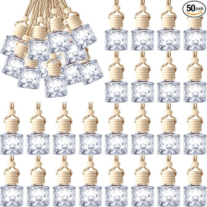 BBTO 50 Pcs Hanging Car Air Freshener Car Diffuser Bottles Empty Glass Perfume by BBTO