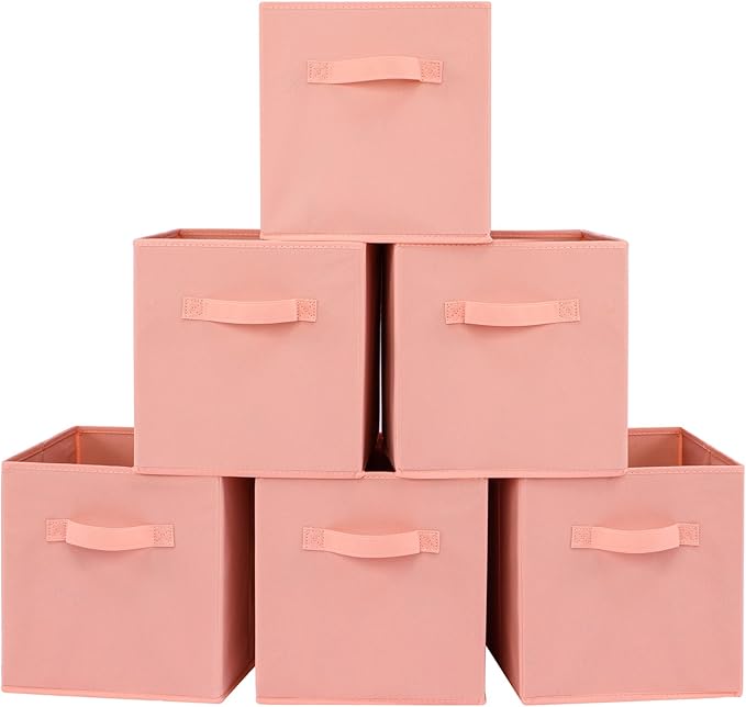 Stero 13x13x13 Inch Fabric Storage Bins 6 Pack Fun Colored Durable Storage Cubes by Stero