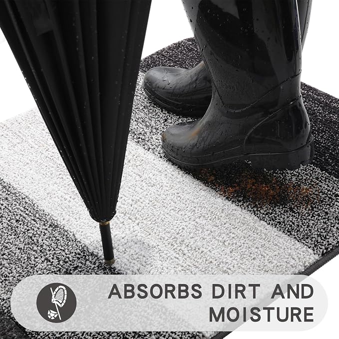 Kitinjoy Indoor Outdoor Door Mat, 48x30 Non-Slip Absorbent Dirt Trapper - Image 2