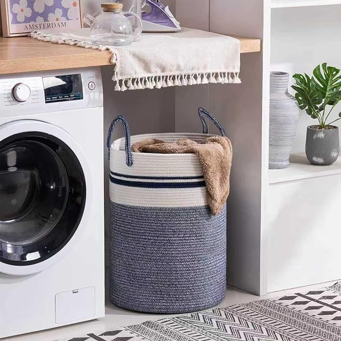 Woven Laundry Basket Hamper, 60L Versatile Storage - Image 2