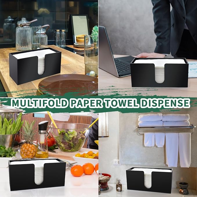 4Pack Black Acrylic Countertop Paper Towel Dispenser, Napkin Dispenser - Image 5