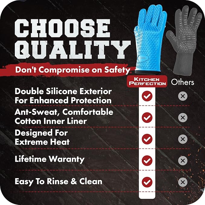 KITCHEN PERFECTION XL Silicone Smoker Oven Gloves-Extreme HeatResistant - Image 9