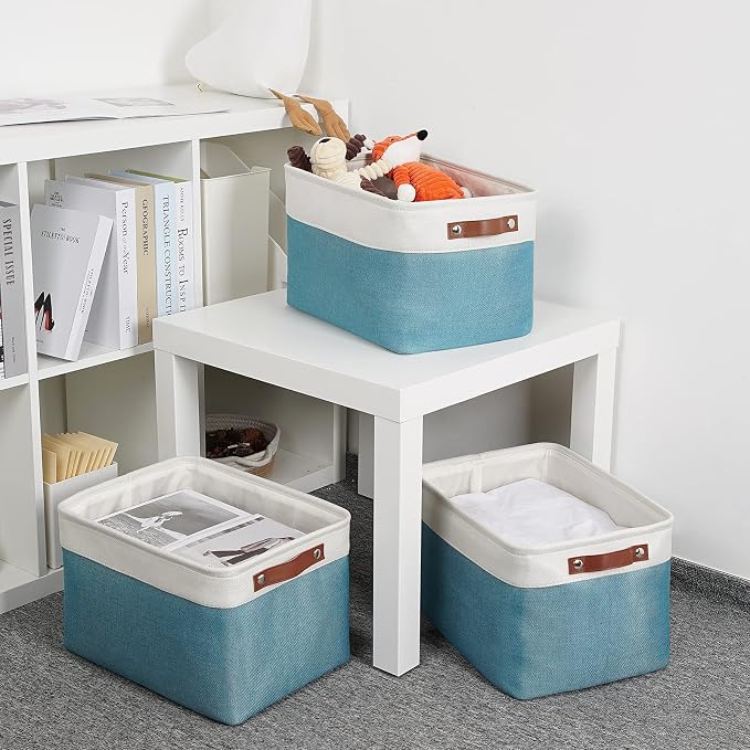 DULLEMELO Storage Baskets for Shelves, Fabric Collapsible Rectangular Storage - Image 5