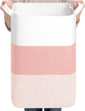 CLHMILY&Z 95L Laundry Basket Rectangular Pink Rope by ClhmilyZ