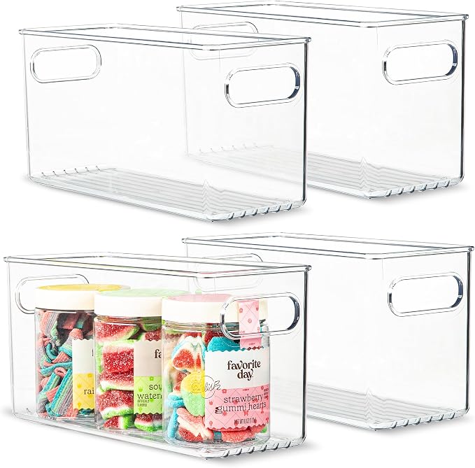 Plastic Food Storage 4 Pack Clear Container Bin by primebox