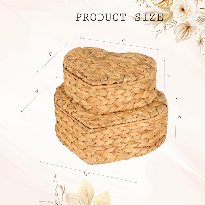 Set of 2 Heart Wicker Storage Bins - Image 4