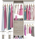 4FT Small Closet System with 3 Fabric Drawers, Flexible Built-In Clothes by Besiost