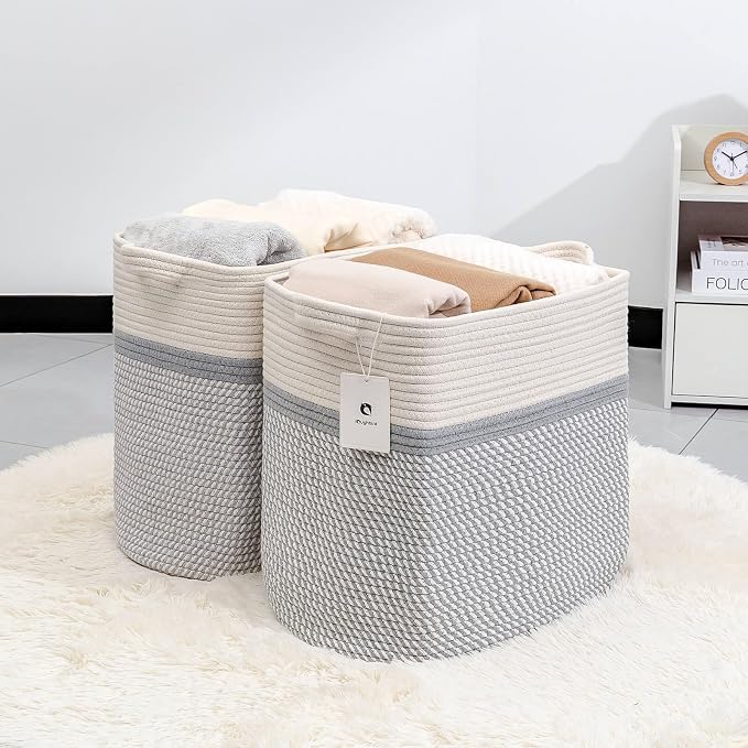 Storage Baskets for Clothes Fabric Cotton Rope Storage Basket - Image 3