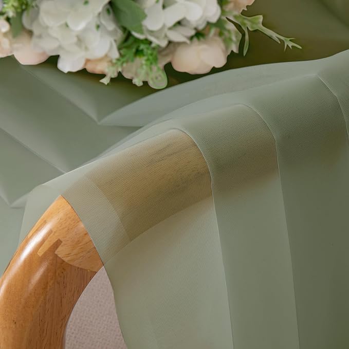 Chyhomenyc Sage Green Sheer Curtains 84 inches Long 2 Panels, Light Filtering - Image 7