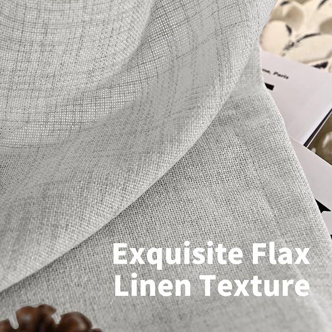 YoungsTex Light Grey Linen Curtains 45 Inch Length - Image 4
