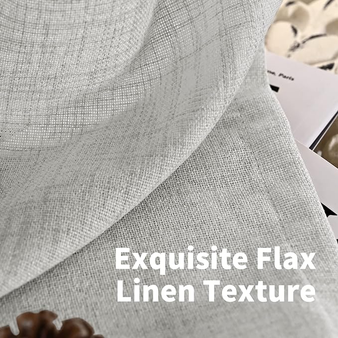 YoungsTex Light Grey Linen Curtains 63 Inch Length - Image 4