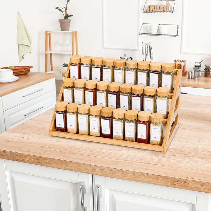 Bamboo Tiered Spice Rack, for Countertop Spice Organizer for Pantry Spice Shelf - Image 9