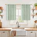YoungsTex Sage Green Linen Cafe Curtains 36 Inch Length, Short Drapes Light by YoungsTex