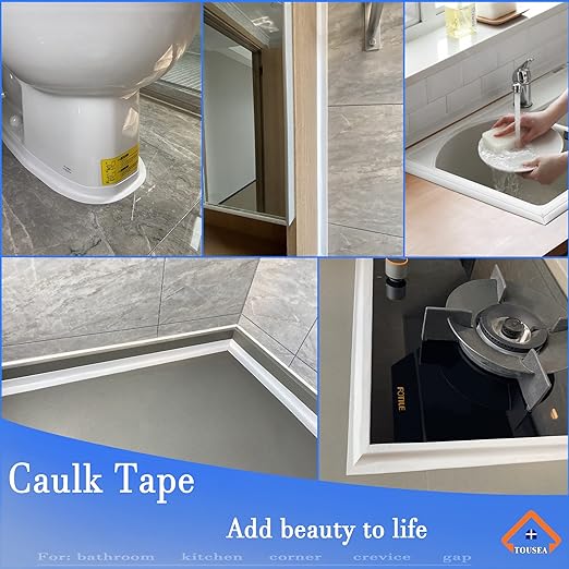 White Caulk Tape for Bath & Kitchen, Caulking Tape for Bathroom Caulking White - Image 7