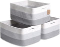 NaturalCozy Storage Baskets 16.8”x13”x7.6” Cotton Rope Woven Baskets by NaturalCozy