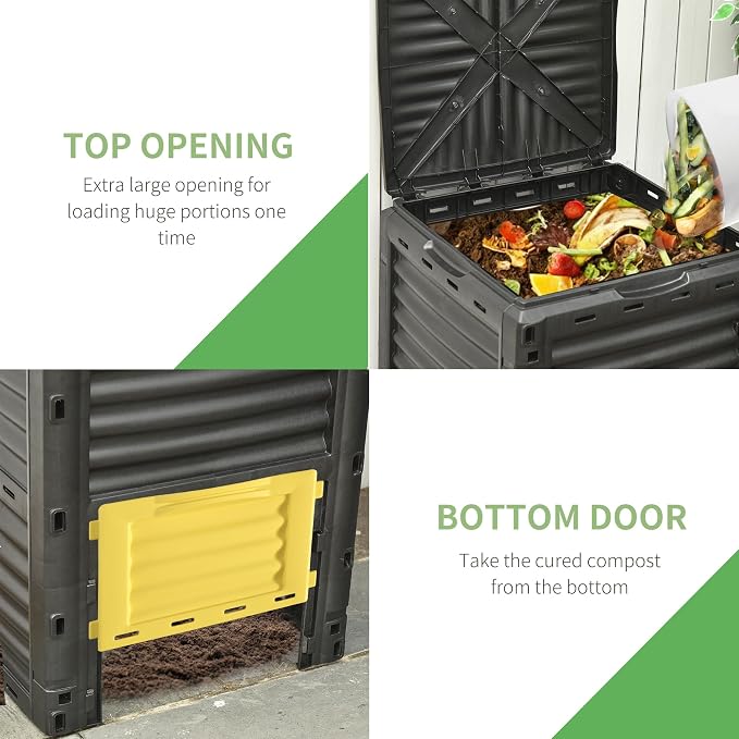 Outsunny Garden Compost Bin 80 Gallon Outdoor Large Capacity Composter Fast - Image 3