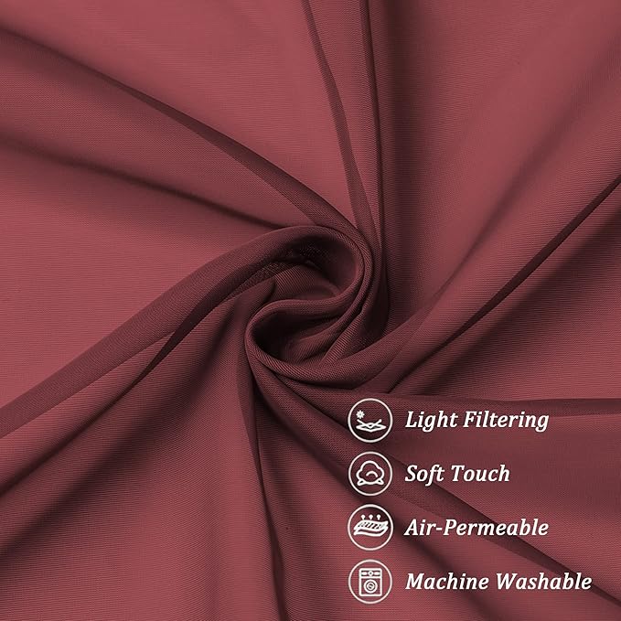 Chyhomenyc Short Sheer Curtains 45 Inches Length 2 Pieces, Light Filtering Soft - Image 7