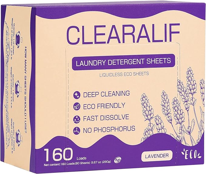 CLEARALIF Laundry Detergent Sheets 80 Sheets, Lavender by CLEARALIF