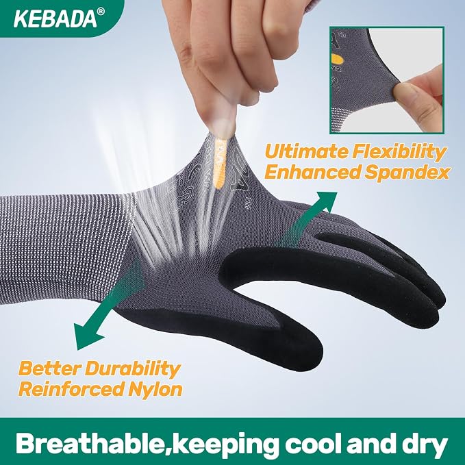 Kebada W2 Micro-Foam Coated Work Gloves, Touchscreen Working Gloves - Image 5
