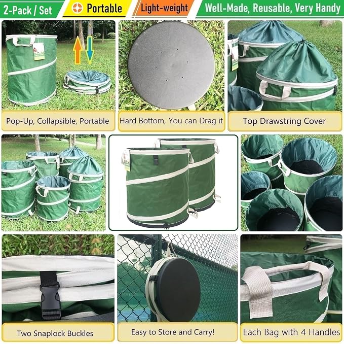 2-Pack 32 Gallon Collapsible Trash Can Solid Bottom - Image 3