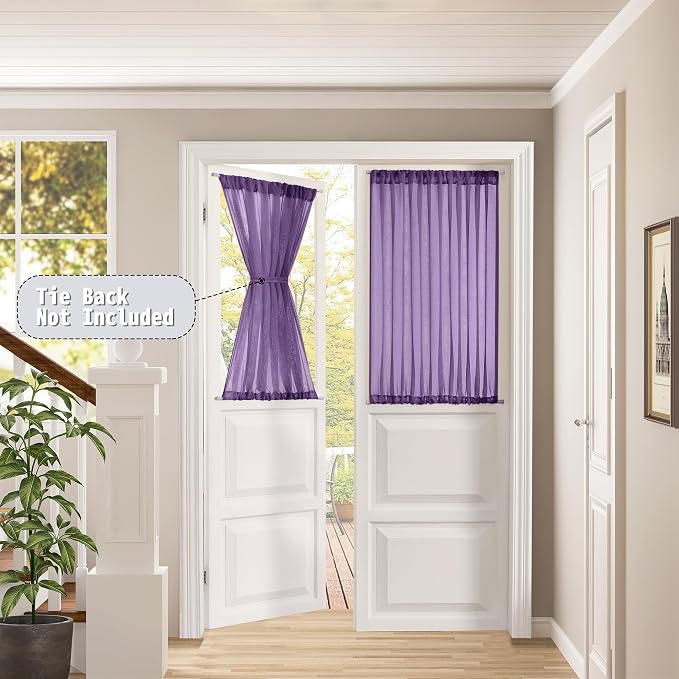 Tollpiz Short Sheer Curtain Linen Textured Curtain Sheers Doorway Light - Image 2