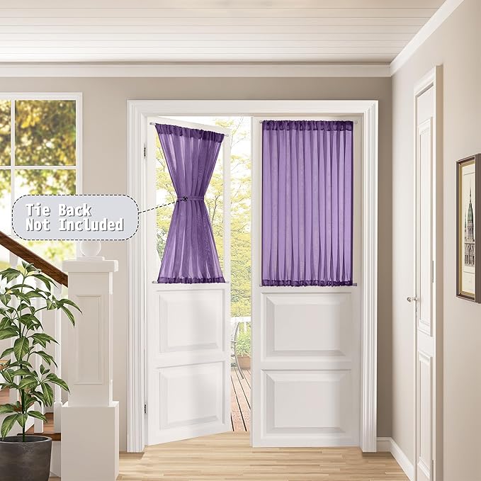 Tollpiz Sheer Door Curtains Closet Linen Textured Curtain Sheers Doorway Light - Image 2