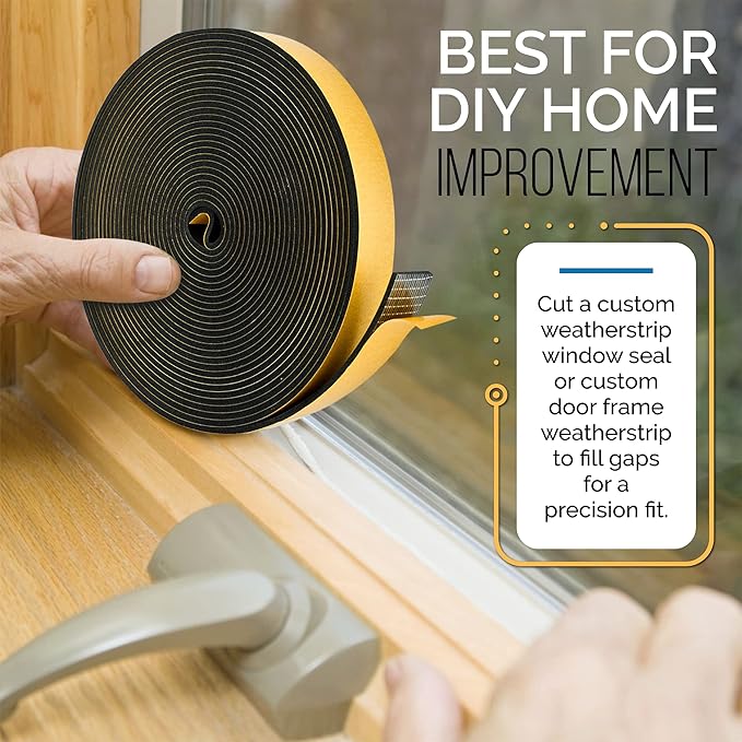 High Density Foam Weather Stripping Door Seal Strip Insulation Tape Roll - Image 4