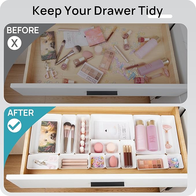 Vtopmart 44 PCS Plastic Drawer Organizers Set, 4-Size Versatile Bathroom and - Image 3