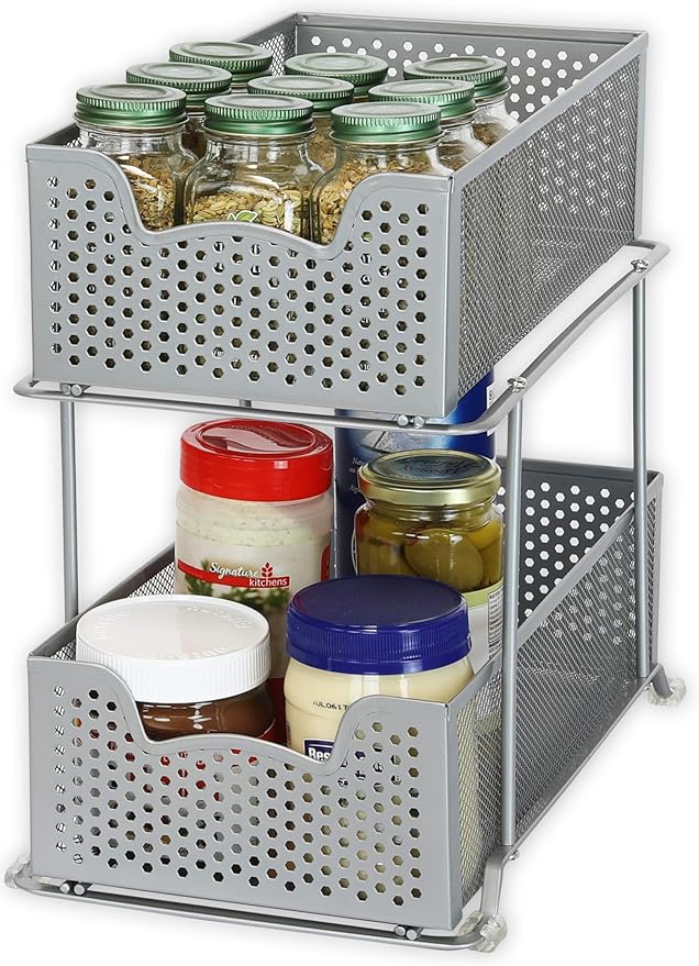 SIMPLE HOUSEWARE 2 Tier Sliding Cabinet Basket Organizer Drawer - Image 4