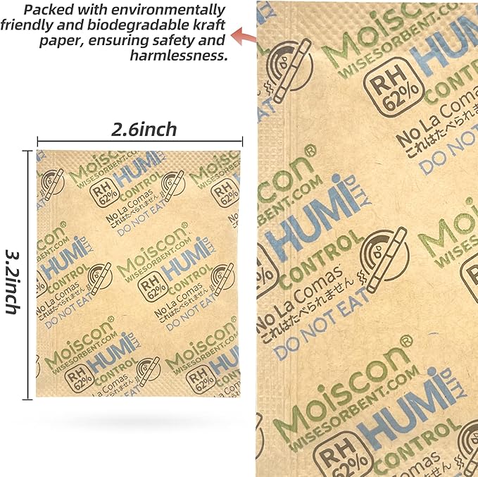 45 Pack 62% RH 8 Gram Two-Way Humidity Control Packs - Image 3
