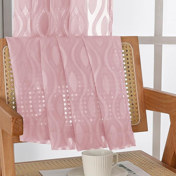 Aiyufeng Blush Pink Curtains Tiers 36 Inch Length 2 Panels Set, Airy - Image 7