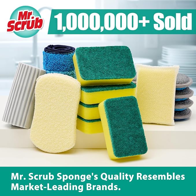 Sponges Kitchen Scrub Dish Sponge Scouring Pad, 24 Pack Cleaning Brush Scrubber - Image 6